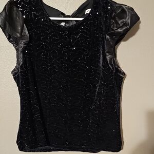 Nannette Black Velvet Blouse with Sequin Detail